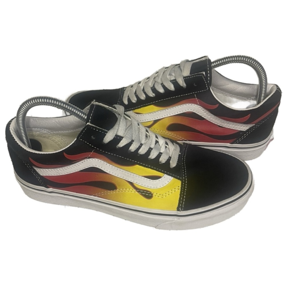 Vans Old Skool Flame Mens Size 8 Black Athletic Casual Shoes Sneakers Suede - Picture 10 of 13